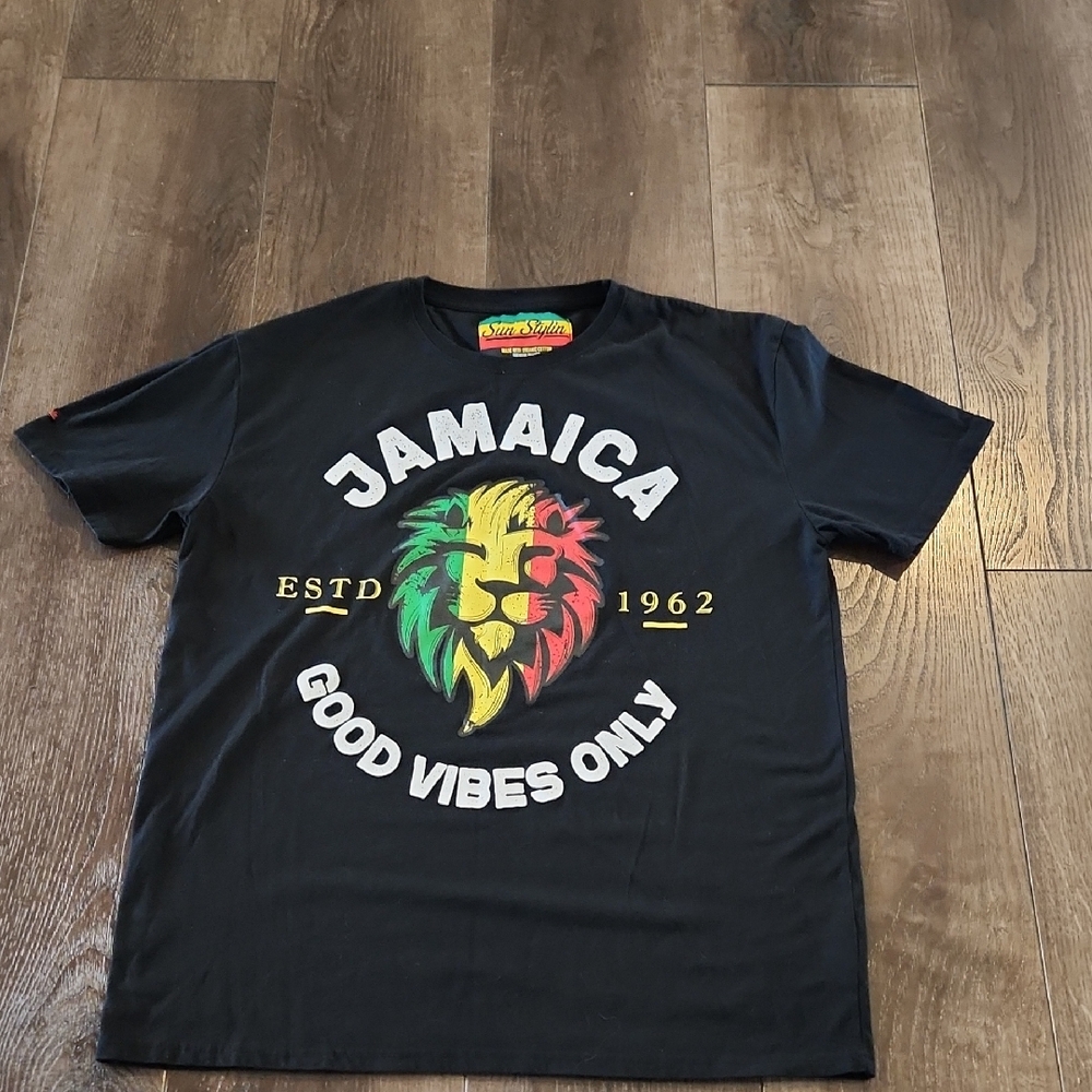 Jamaica Good Vibes Only T-Shirt XL Retro Reggae Hippie Organic Cotton